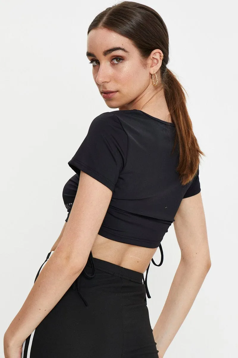 Black Drawstring Activewear T Shirt