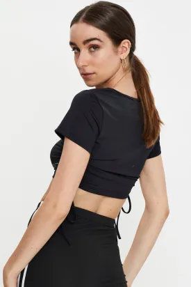 Black Drawstring Activewear T Shirt