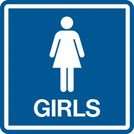 Girls with Text & Female Symbol Washroom Sign