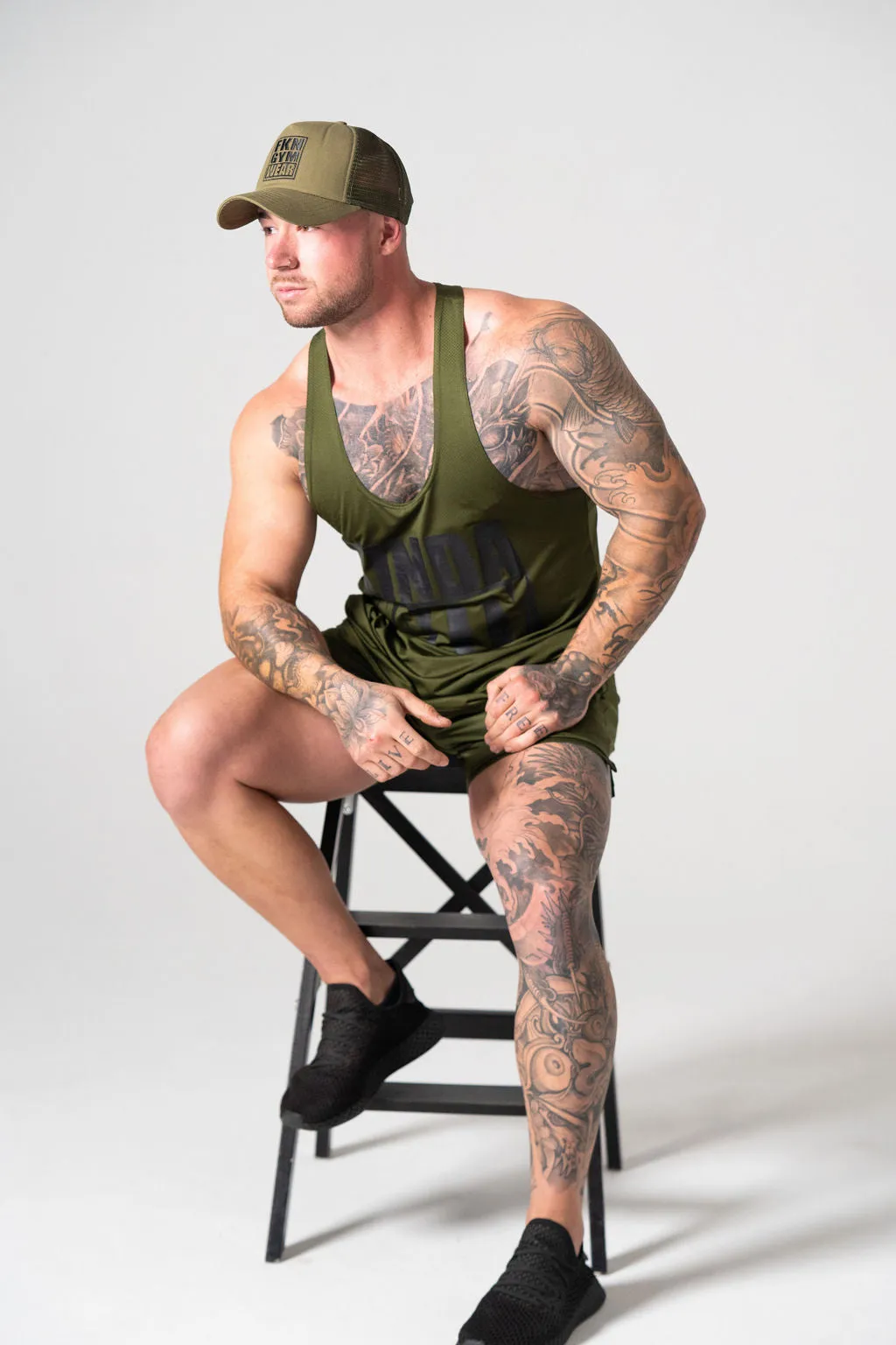 Kinda Natty | Men's Gym Stringer | Khaki