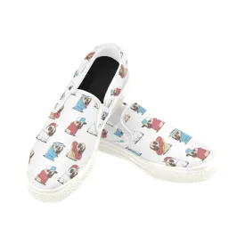 Pug cute Women's Slip-on Canvas Shoes